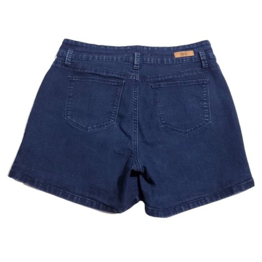 LEI High Rise Tatum Denim Stretch Jean Shorts 11 Juniors Dark Wash Indigo - Picture 2 of 10